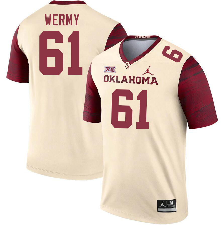Oklahoma Sooners #61 Kenneth Wermy College Football Jerseys Stitched Sale-Cream